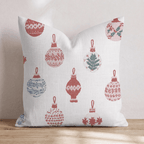 Fair Isle Ornament Cream Throw Pillow - Hillcroft Home