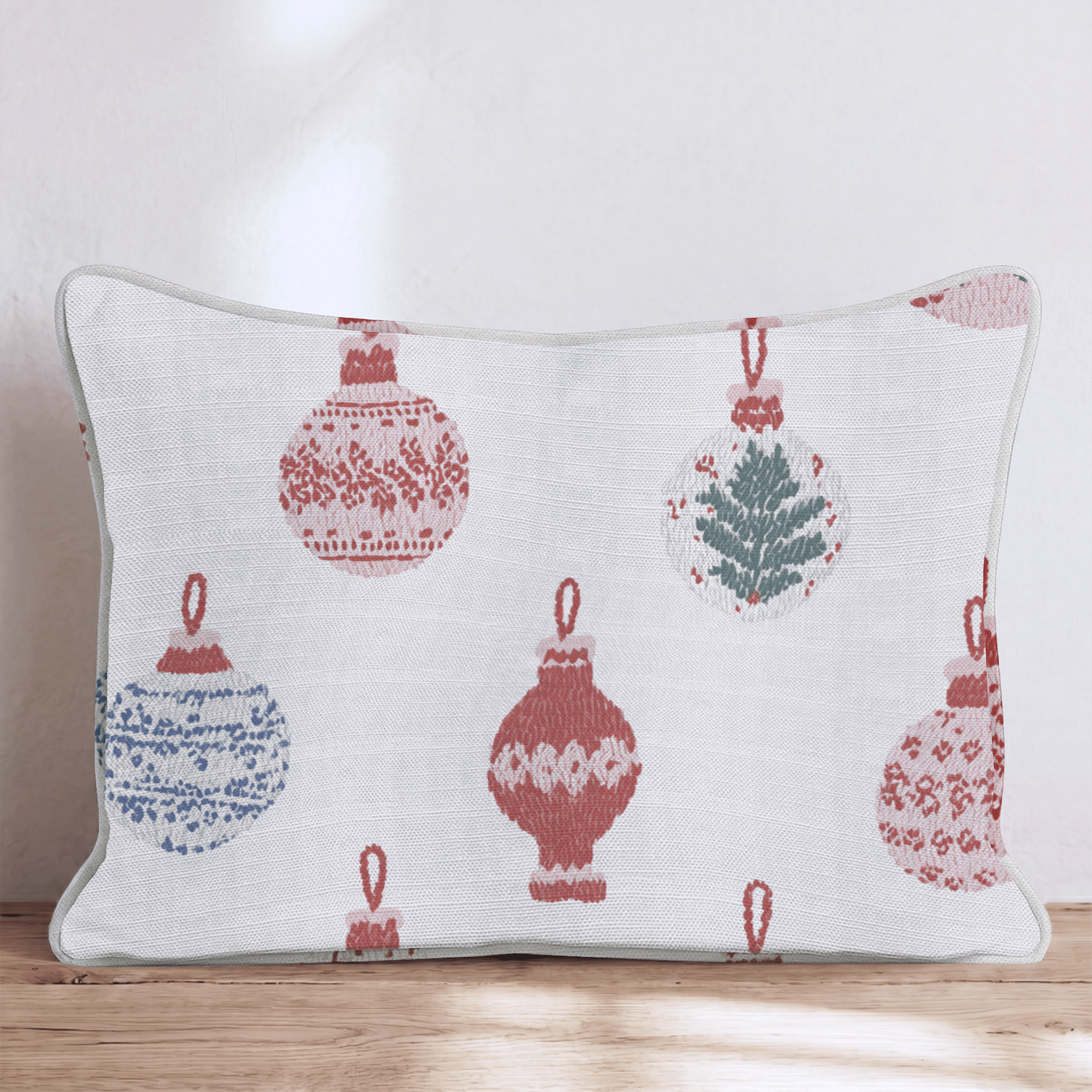 Fair Isle Ornament Cream Throw Pillow - Hillcroft Home