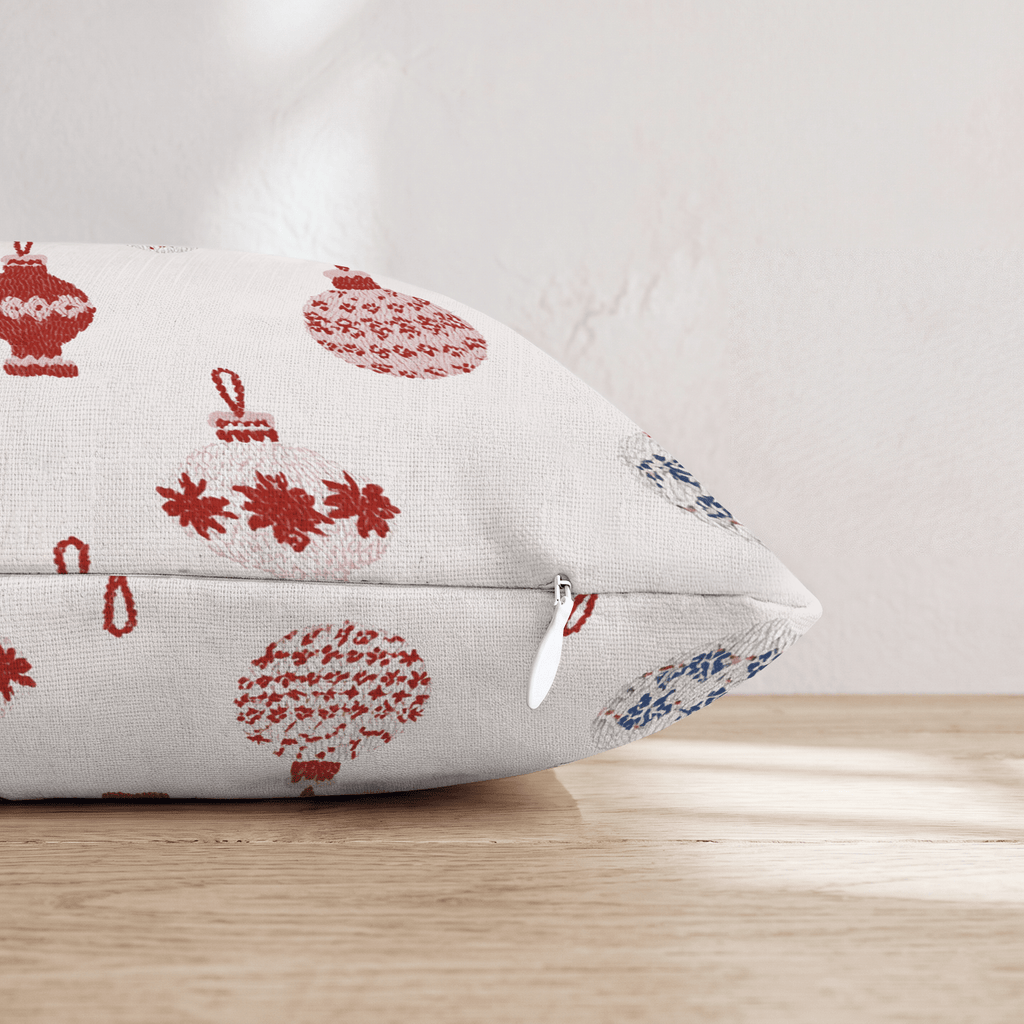 Fair Isle Ornament Cream Throw Pillow - Hillcroft Home