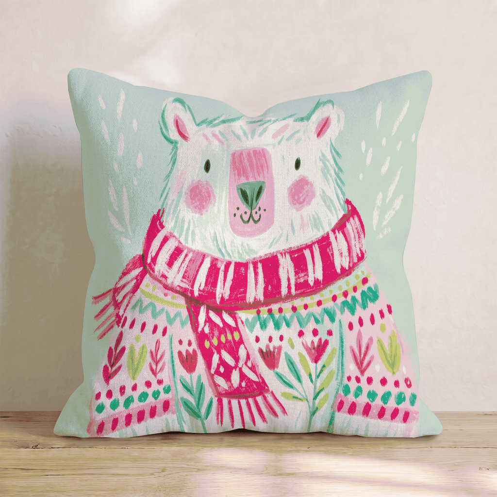 Fair Isle Polar Bear Throw Pillow - Hillcroft Home