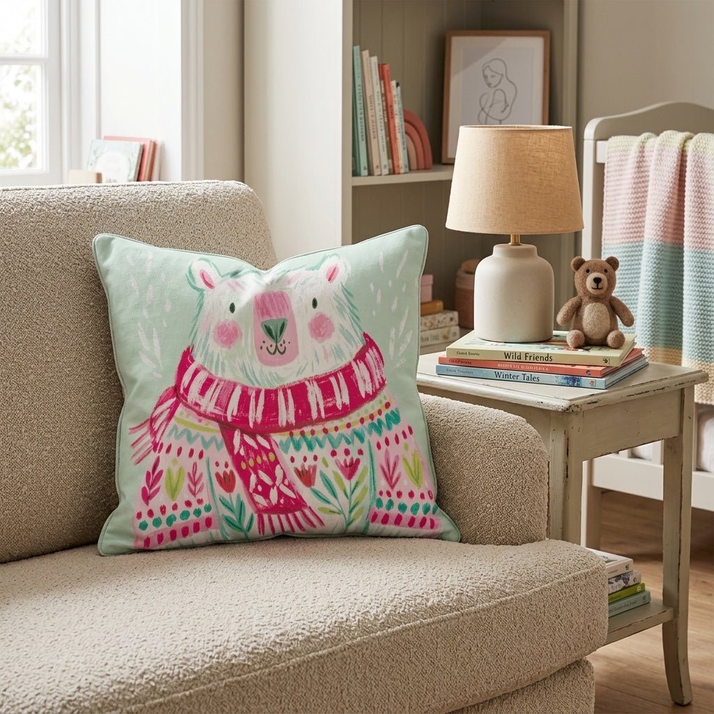 Fair Isle Polar Bear Throw Pillow - Hillcroft Home