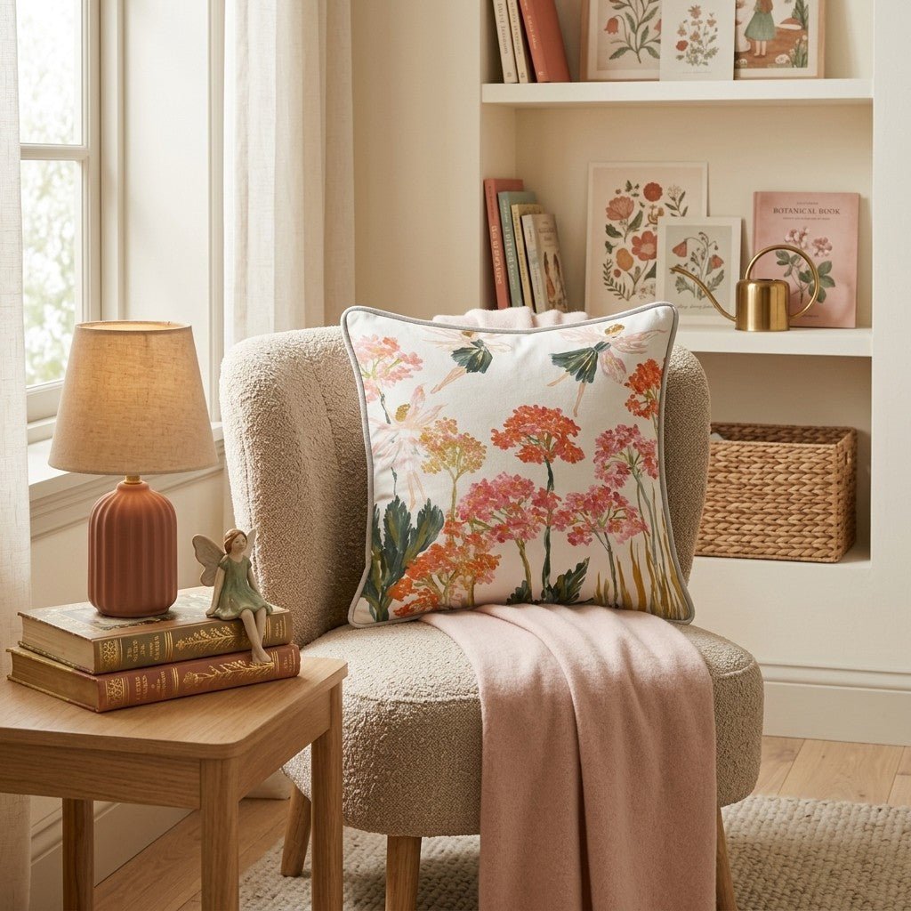 Fairies on Flowers Throw Pillow - Hillcroft Home