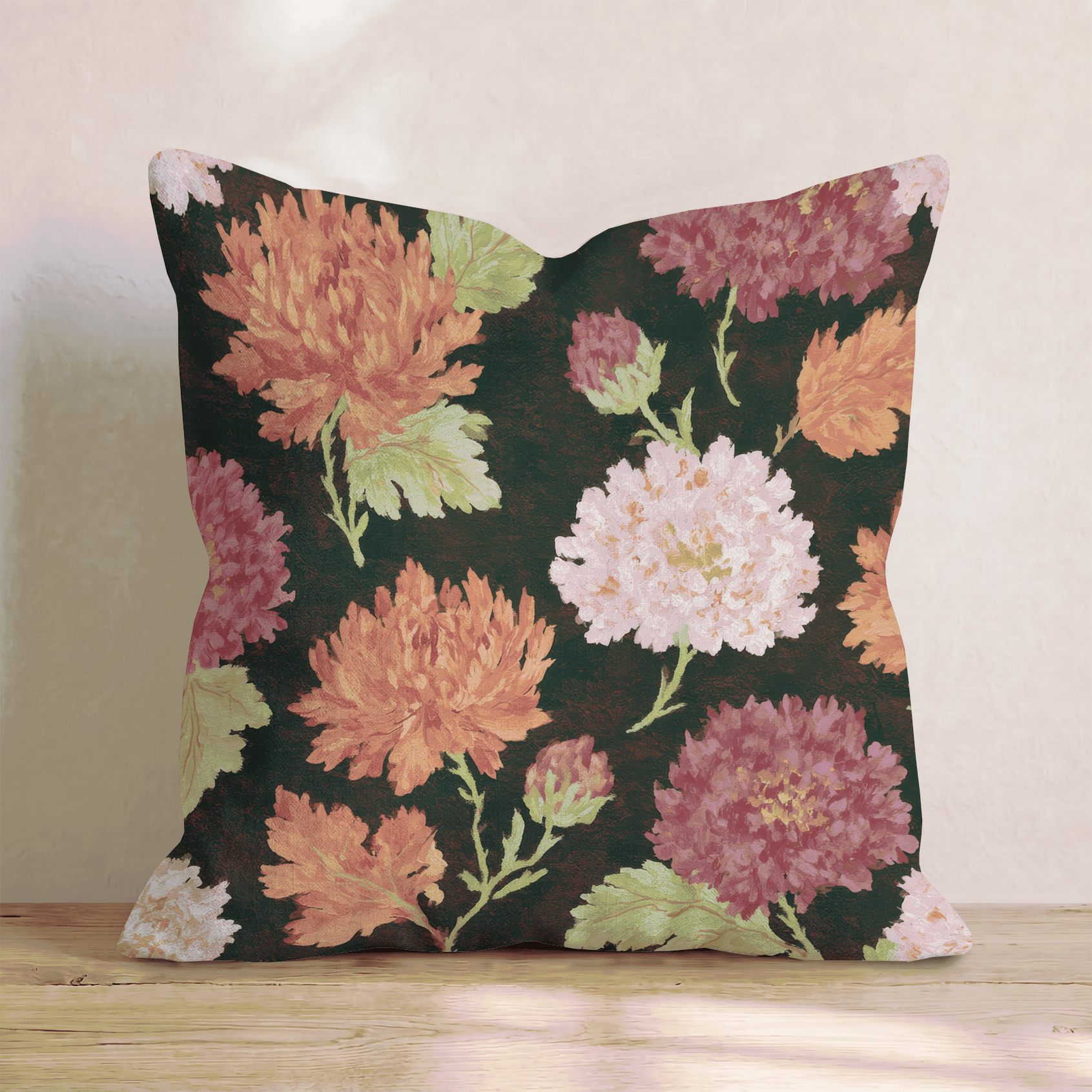 Fall Carnations Throw Pillow - Hillcroft Home