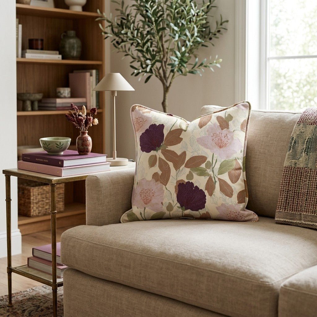 Fall Leaves and Florals Throw Pillow - Hillcroft Home