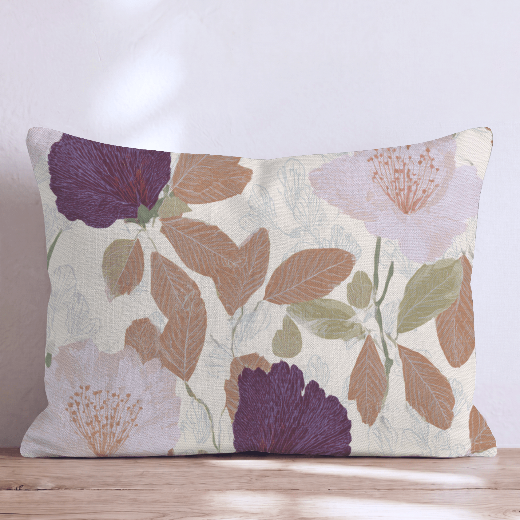 Fall Leaves and Florals Throw Pillow - Hillcroft Home