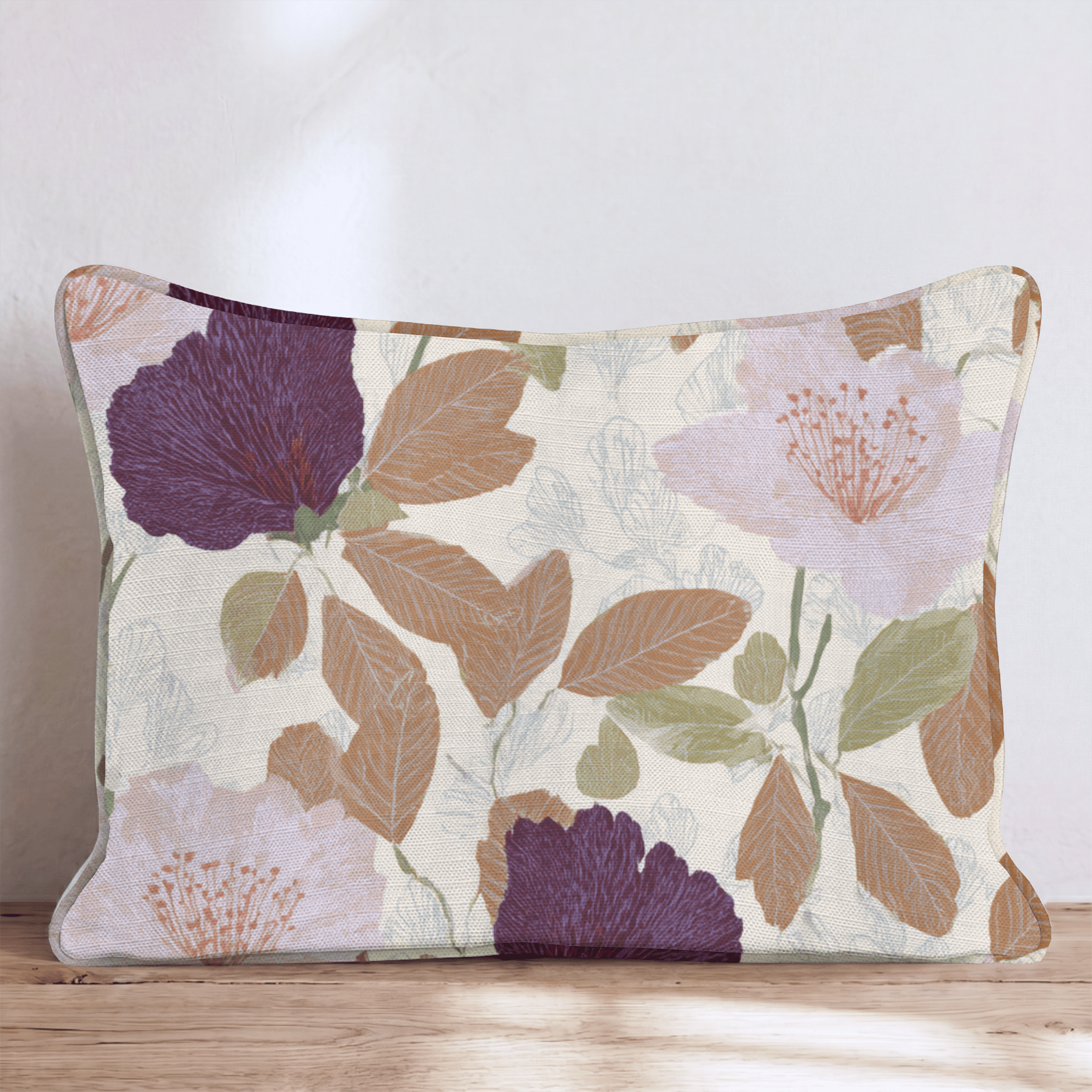 Fall Leaves and Florals Throw Pillow - Hillcroft Home
