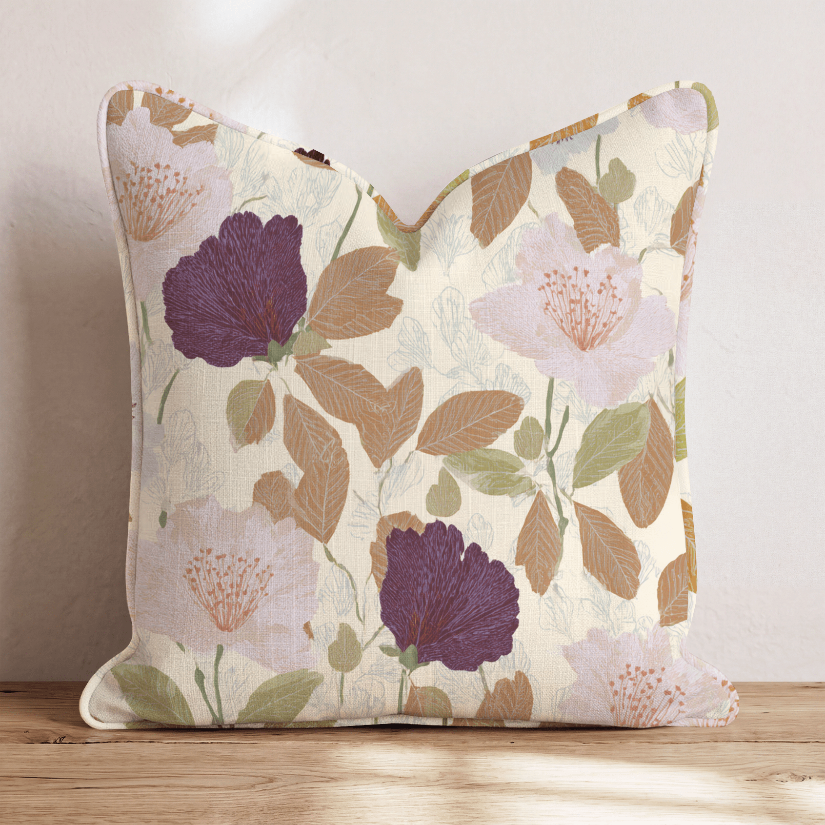 Fall Leaves and Florals Throw Pillow - Hillcroft Home
