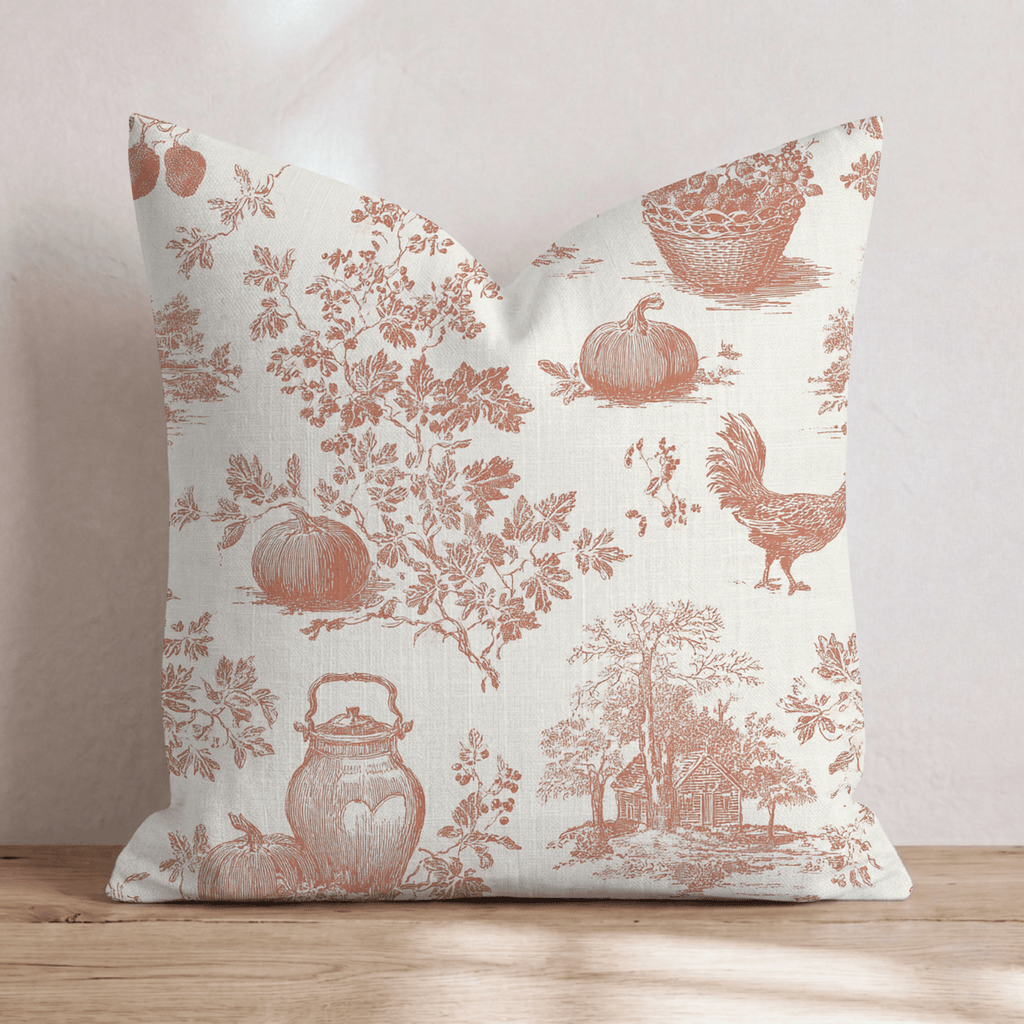 Fall Pasture Toile Throw Pillow - Hillcroft Home