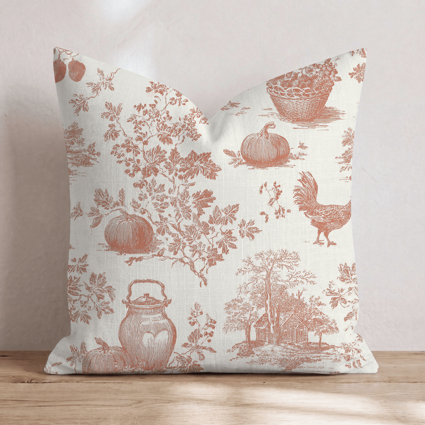 Fall Pasture Toile Throw Pillow - Hillcroft Home