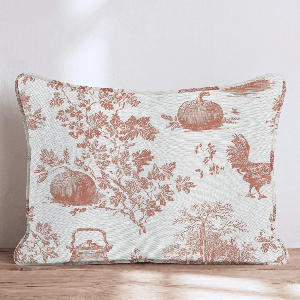 Fall Pasture Toile Throw Pillow - Hillcroft Home