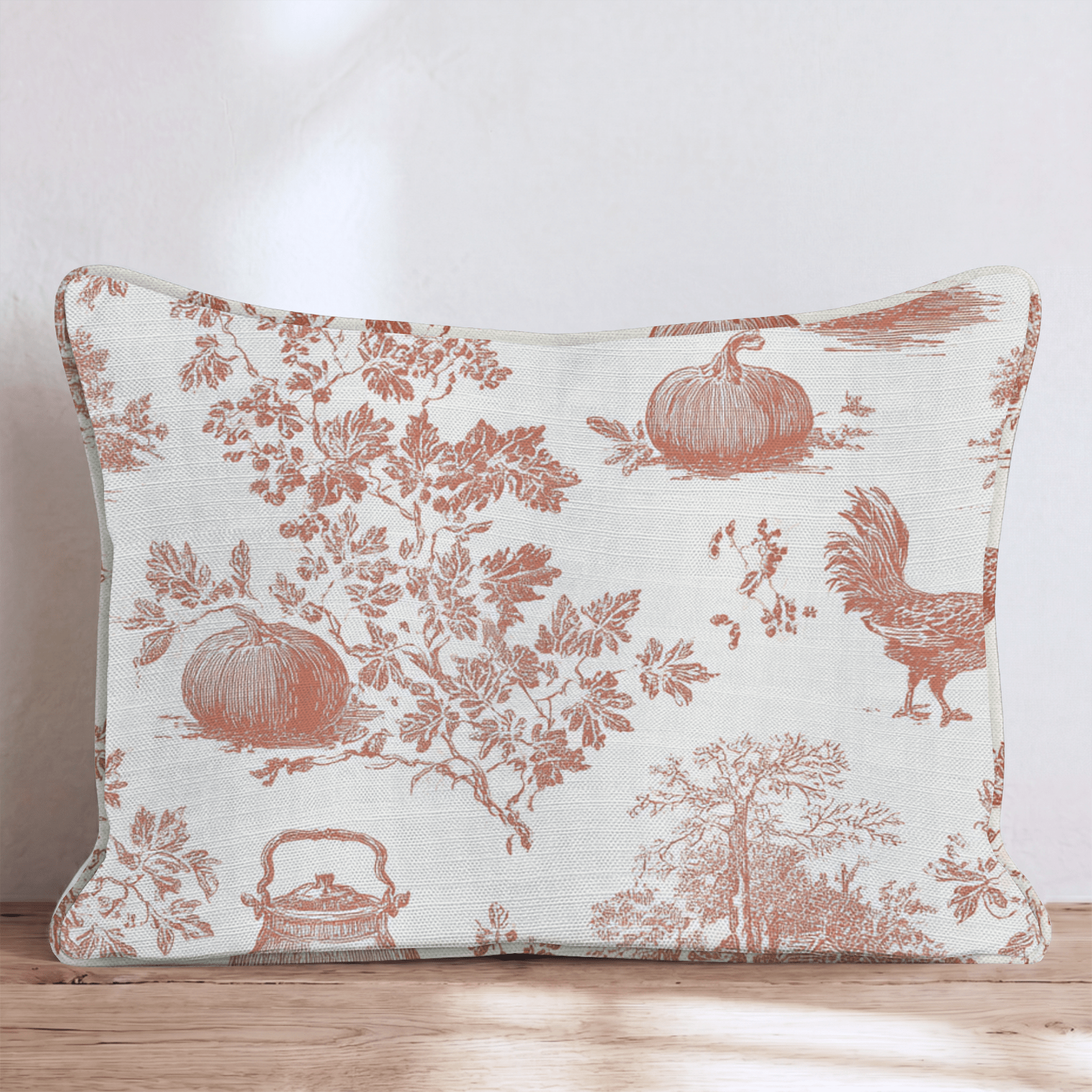 Fall Pasture Toile Throw Pillow - Hillcroft Home