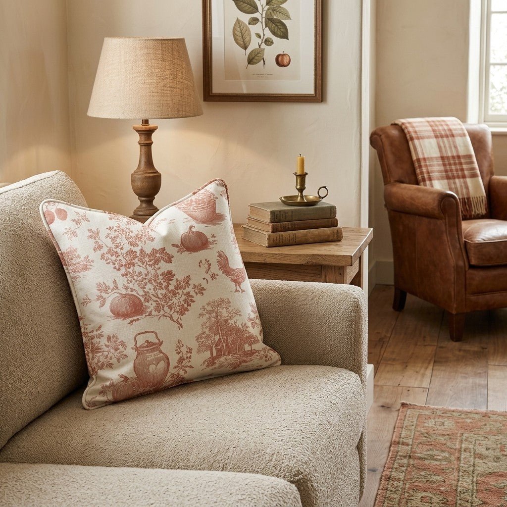 Fall Pasture Toile Throw Pillow - Hillcroft Home