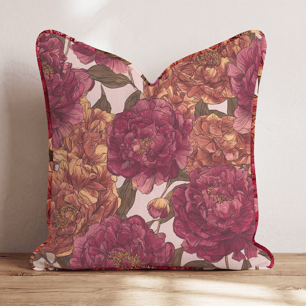 Fall Peony Bloom Throw Pillow - Hillcroft Home