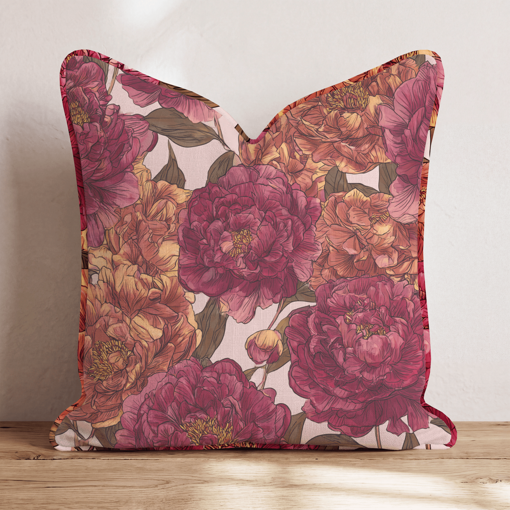 Fall Peony Bloom Throw Pillow - Hillcroft Home