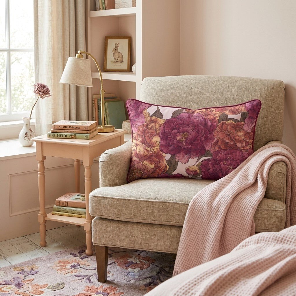 Fall Peony Bloom Throw Pillow - Hillcroft Home