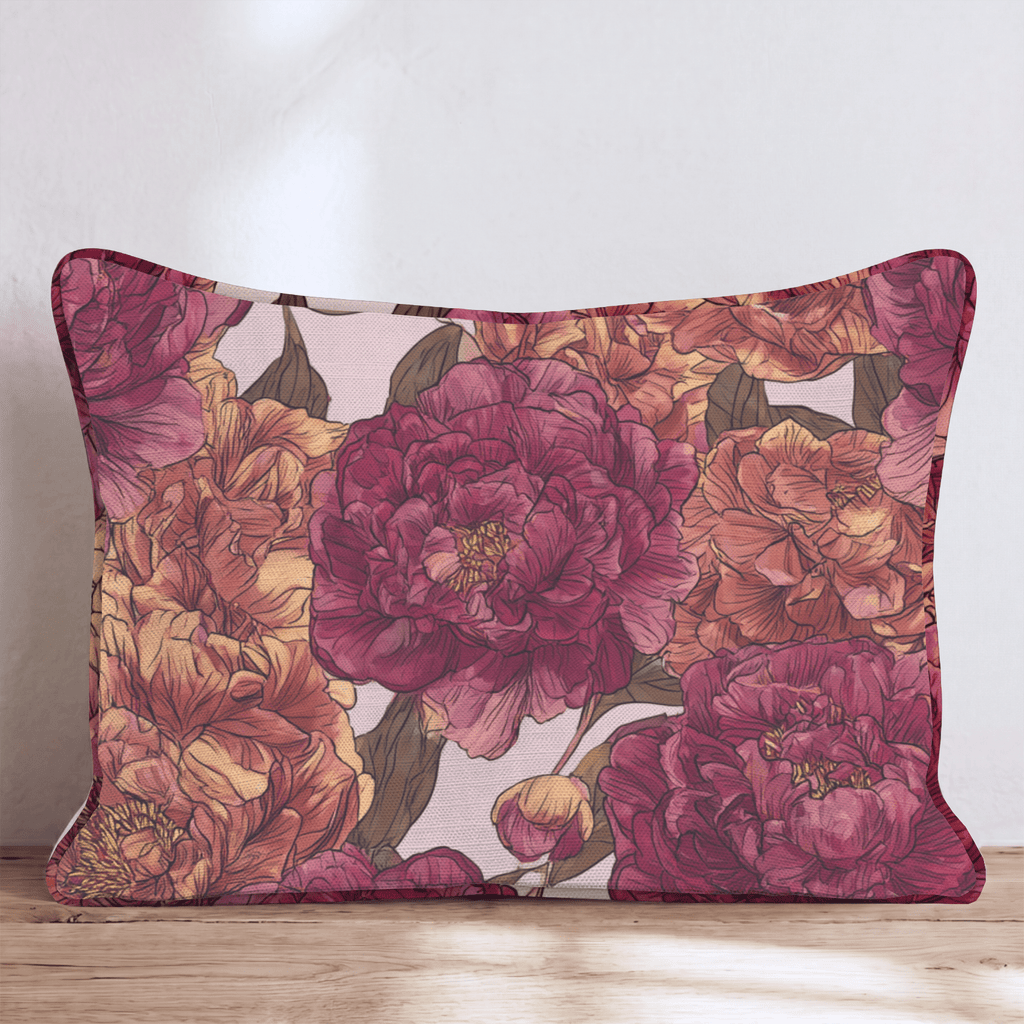 Fall Peony Bloom Throw Pillow - Hillcroft Home