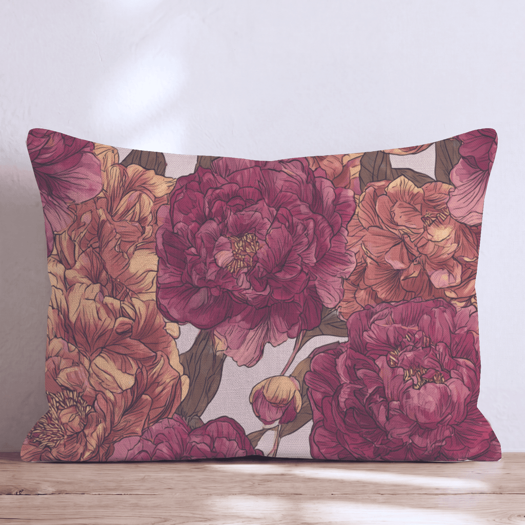 Fall Peony Bloom Throw Pillow - Hillcroft Home