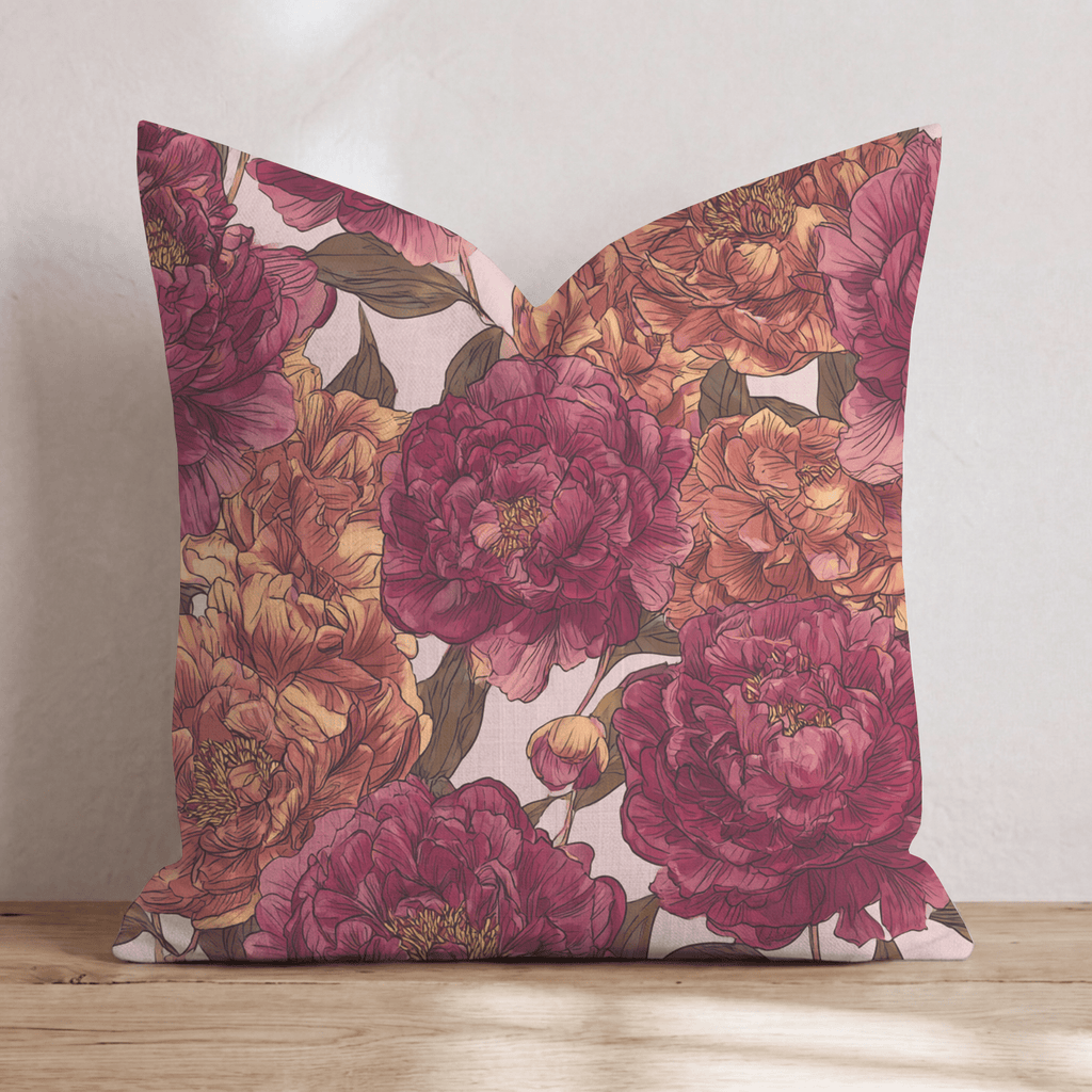 Fall Peony Bloom Throw Pillow - Hillcroft Home