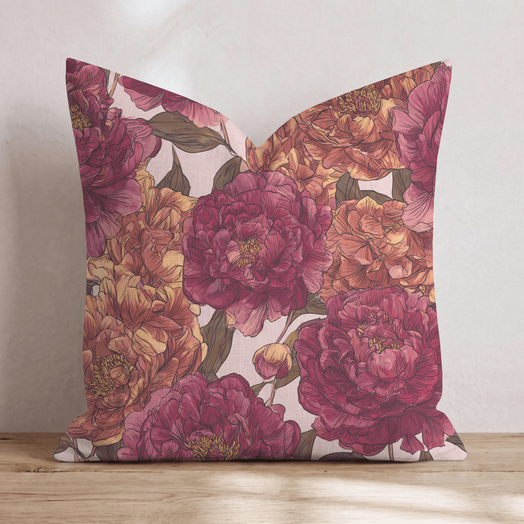 Fall Peony Bloom Throw Pillow - Hillcroft Home