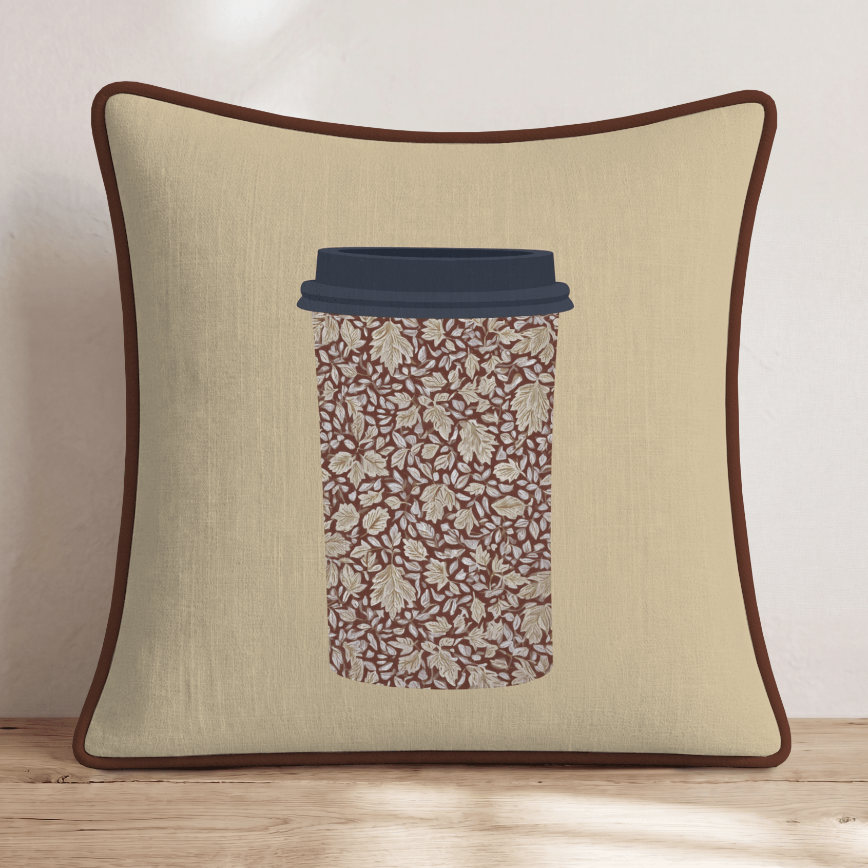 Fall To Go Cup Throw Pillow - Hillcroft Home