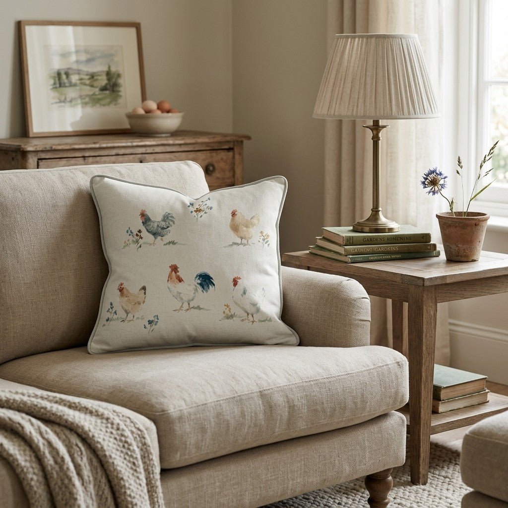 Farmhouse Chickens Throw Pillow - Hillcroft Home