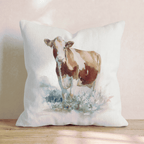 Farmhouse Hereford Watercolor Throw Pillow - Hillcroft Home