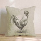 Farmhouse Rooster Sketch Throw Pillow - Hillcroft Home