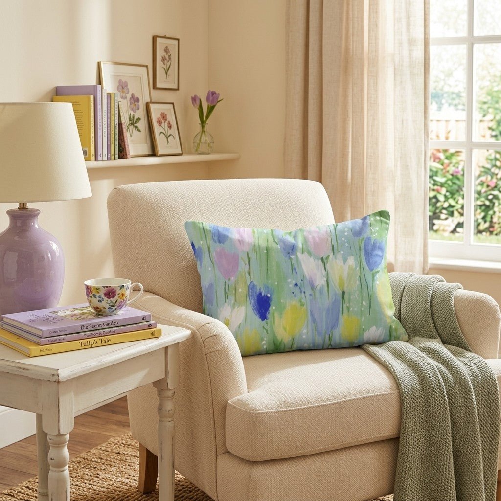 Feilds of Tulips Throw Pillow - Hillcroft Home