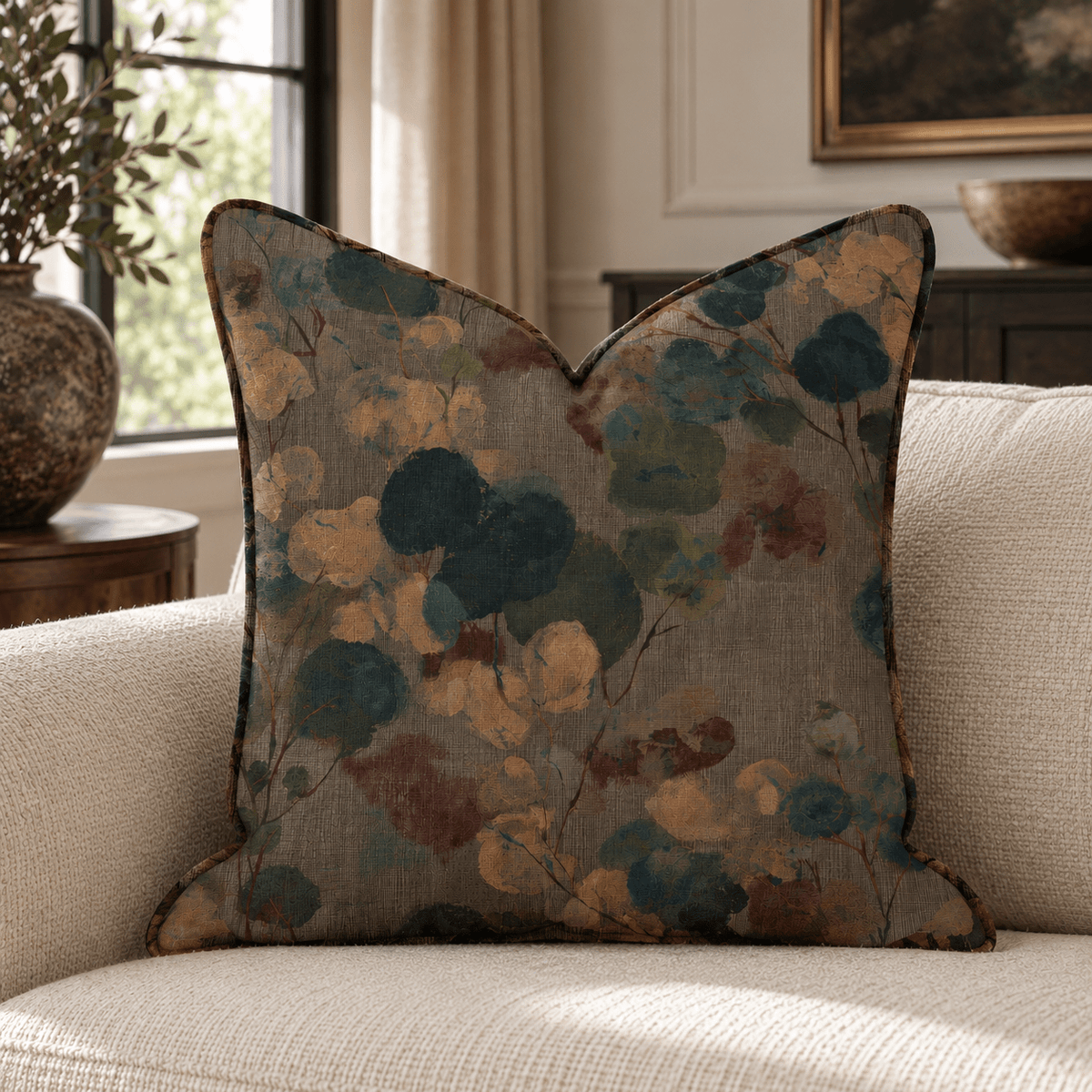 Fern Hollow Chestnut Throw Pillow throw pillow - Hillcroft Home