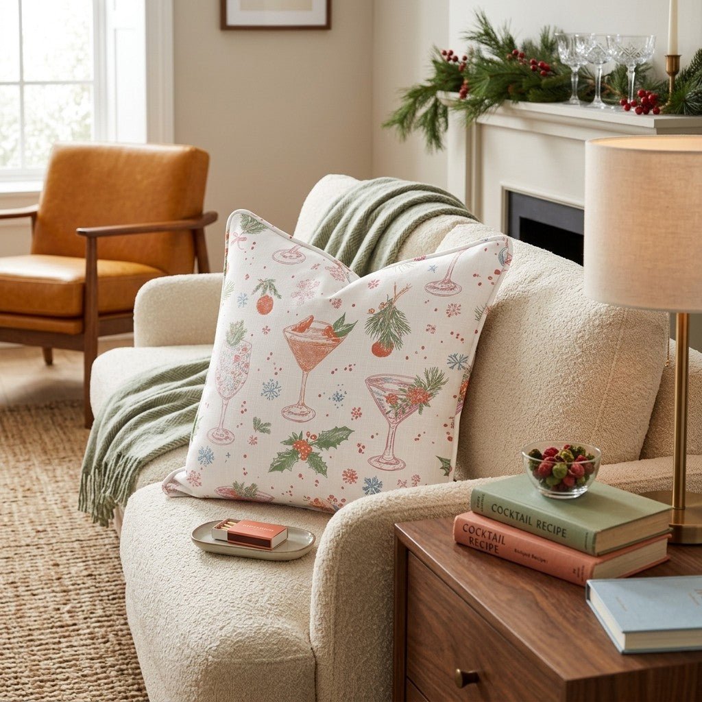 Festive Cocktail Party Throw Pillow - Hillcroft Home