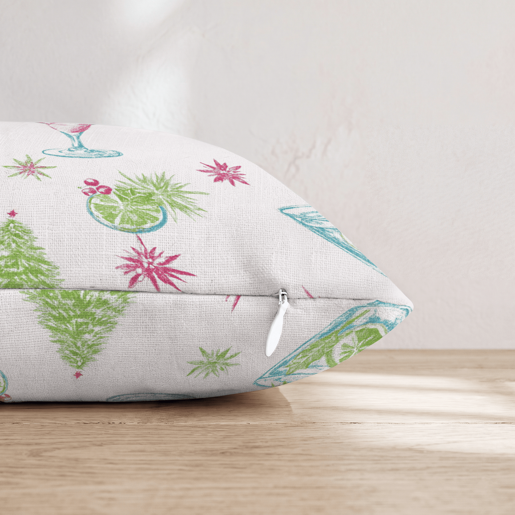 Festive Cocktail Sketch Throw Pillow - Hillcroft Home