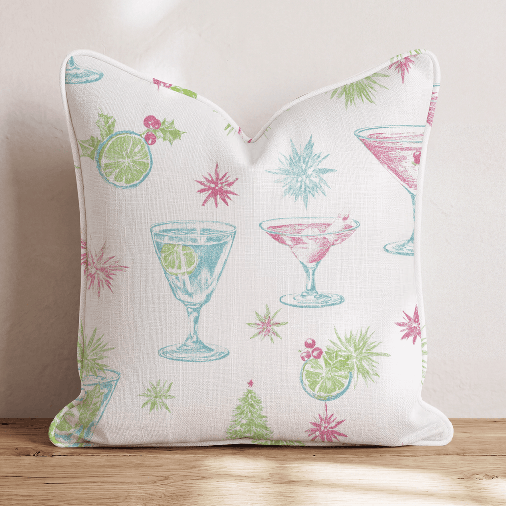 Festive Cocktail Sketch Throw Pillow - Hillcroft Home