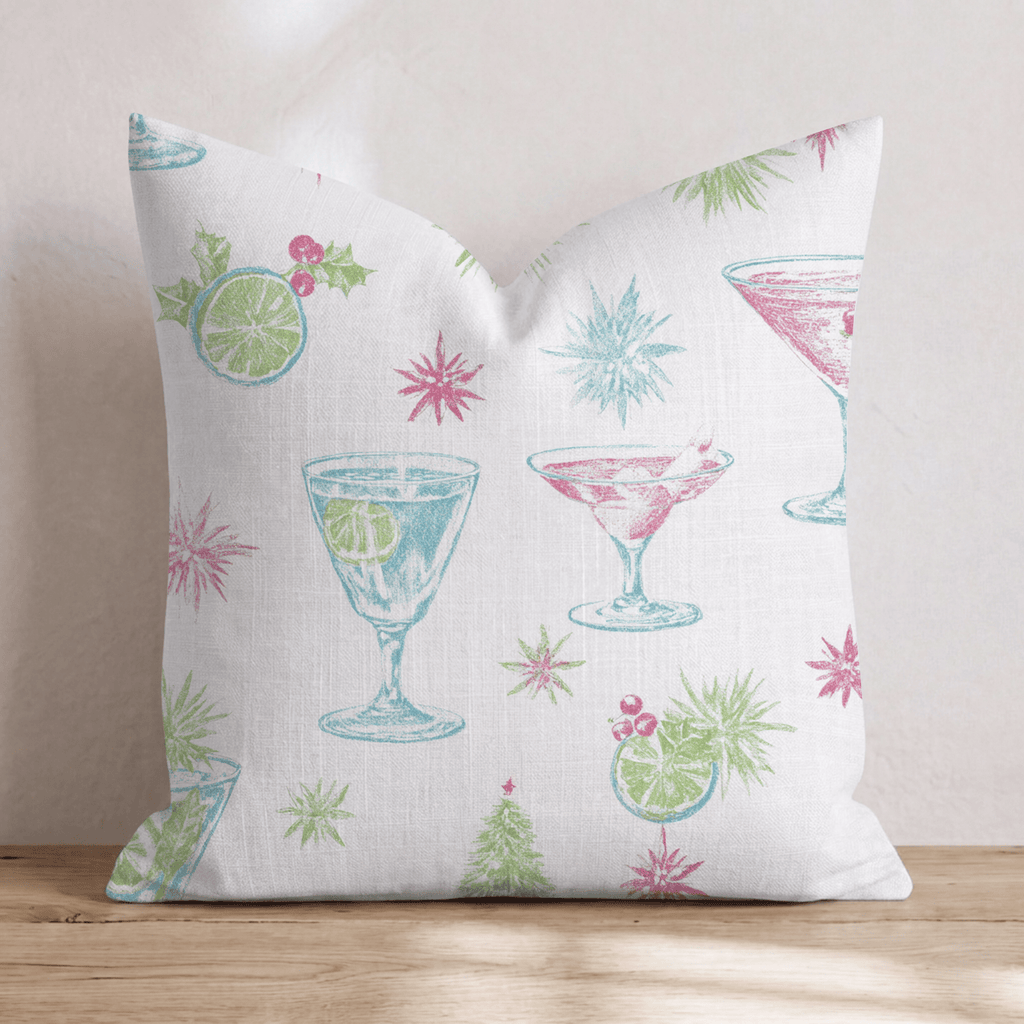 Festive Cocktail Sketch Throw Pillow - Hillcroft Home