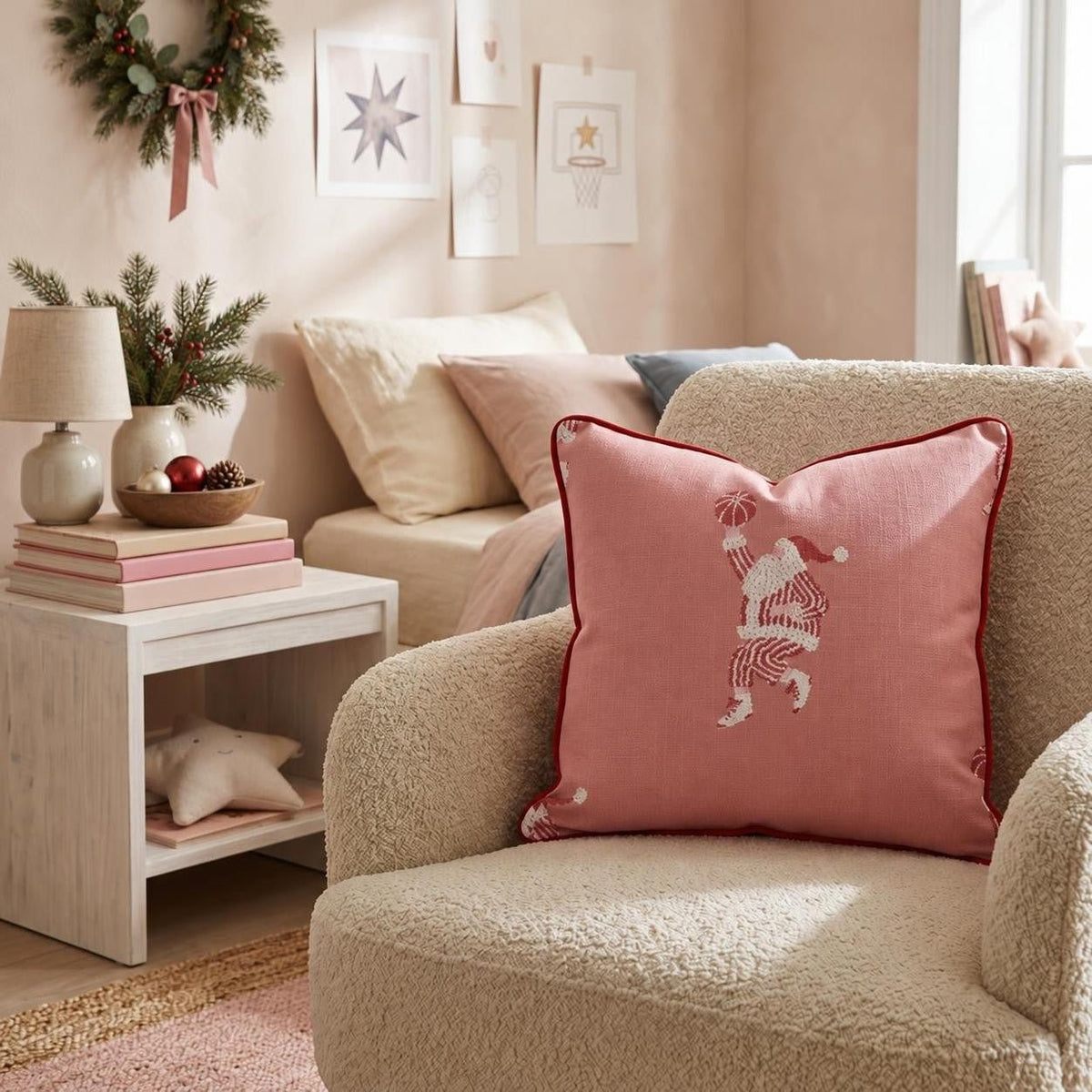 Festive Hoops Throw Pillow throw pillow - Hillcroft Home