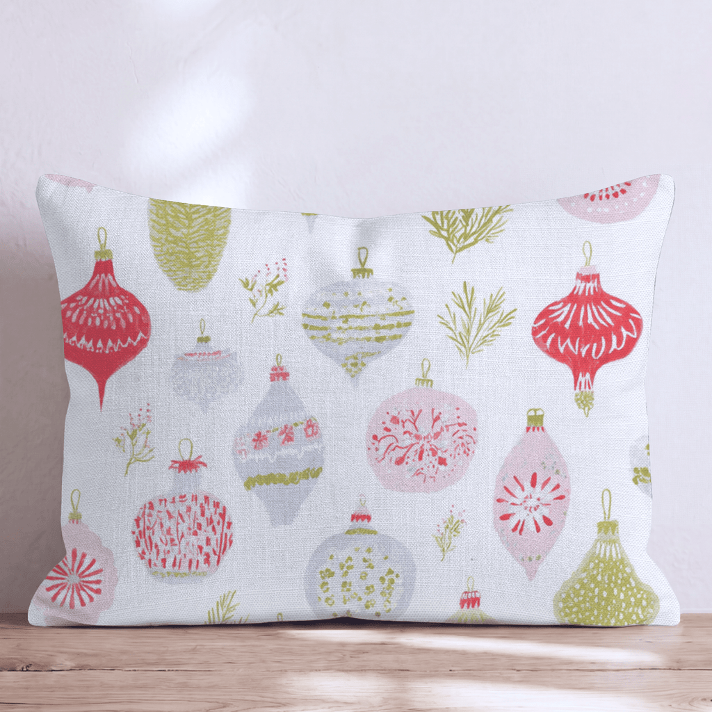 Festive Ornament White Throw Pillow - Hillcroft Home
