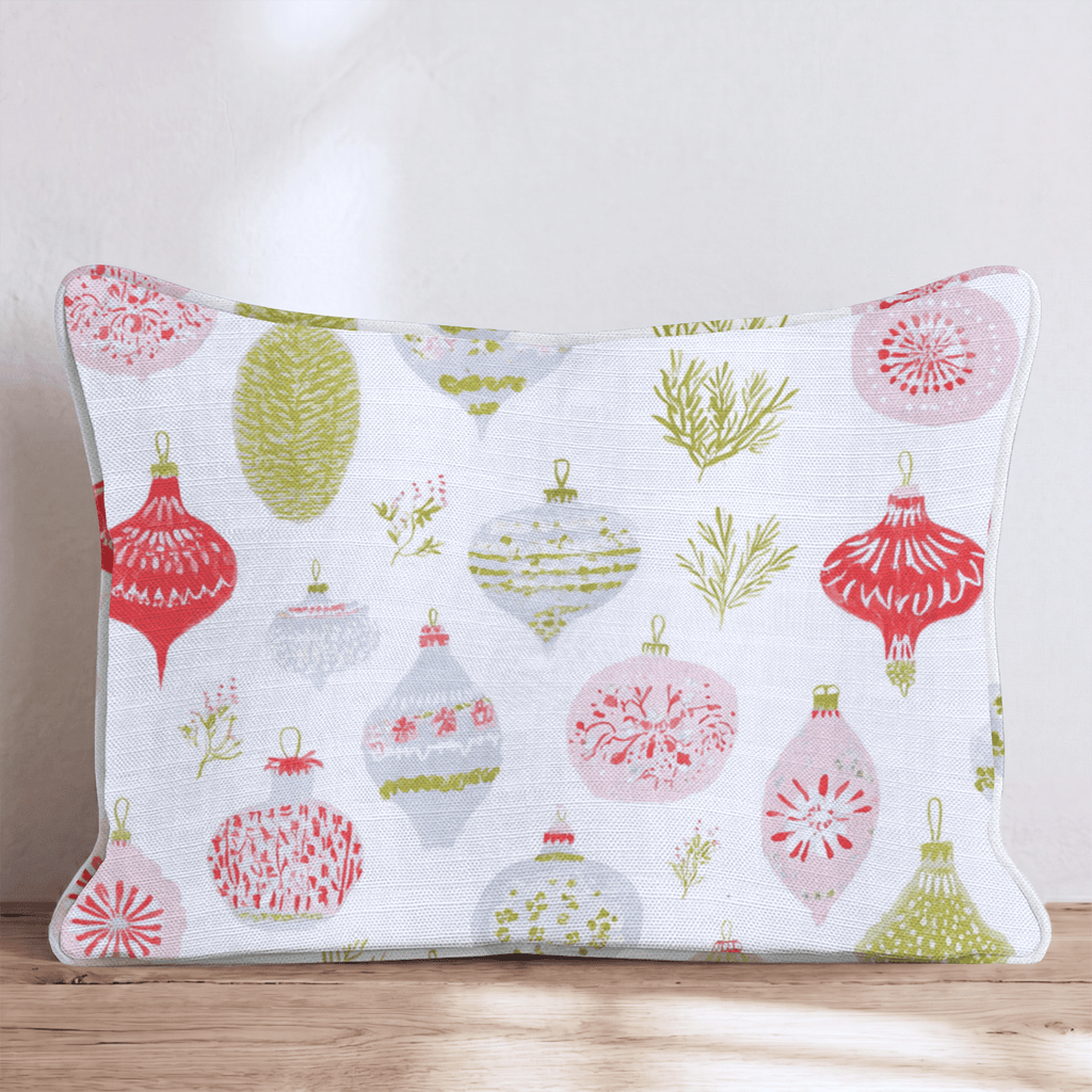 Festive Ornament White Throw Pillow - Hillcroft Home
