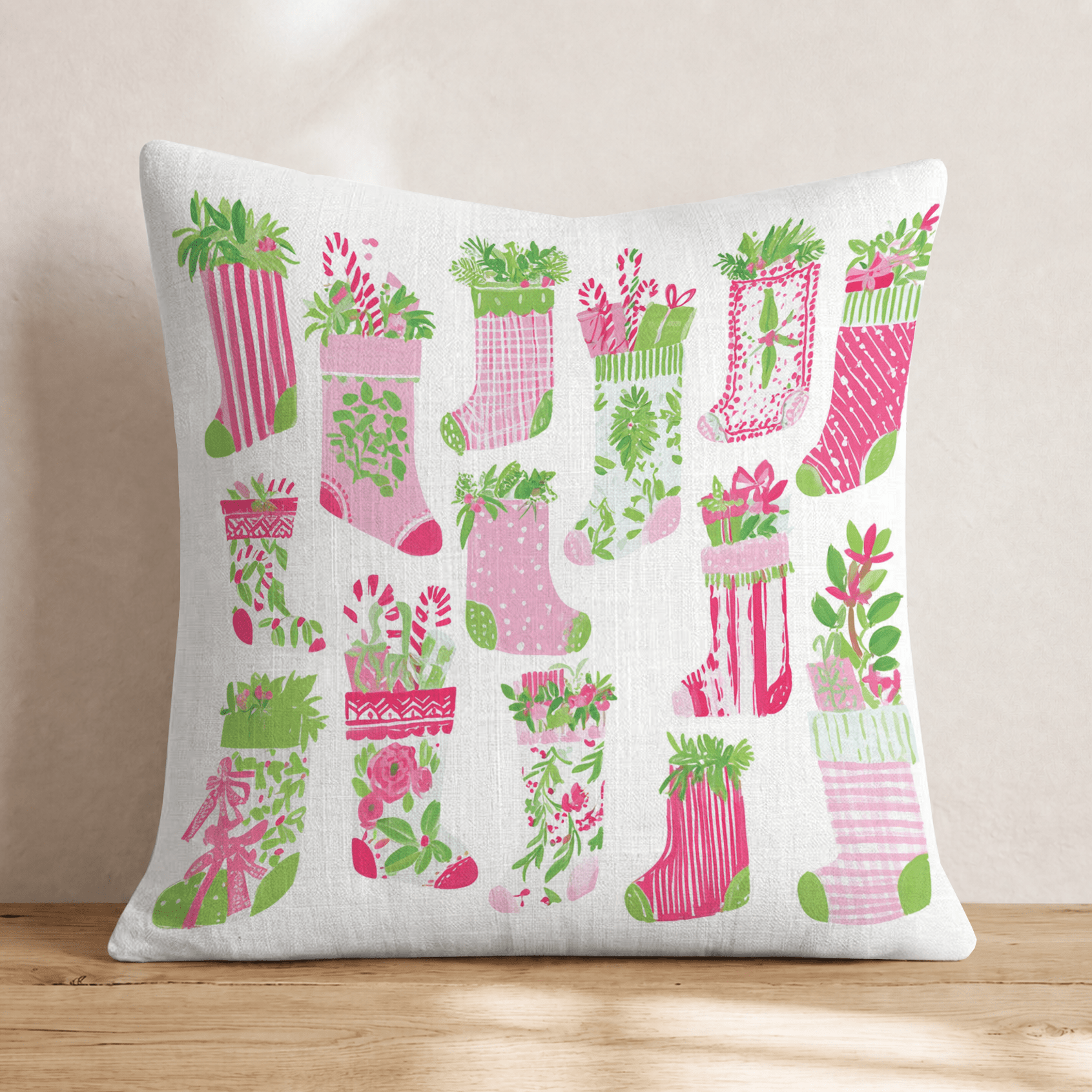 Festive Stockings Throw Pillow - Hillcroft Home