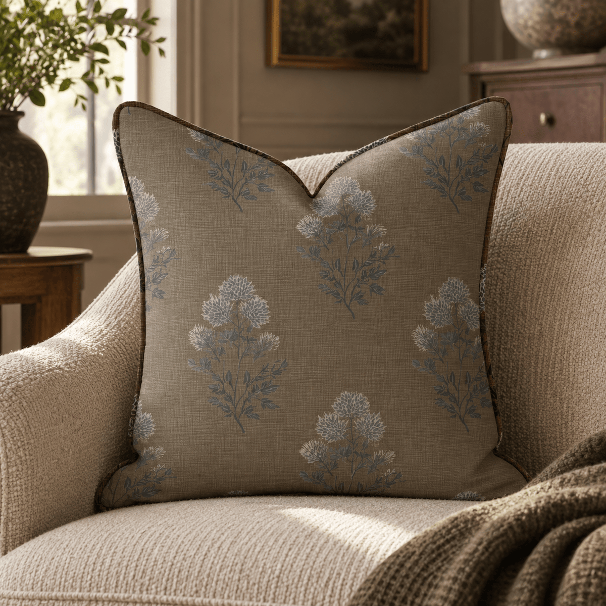 Fig Textile Bloom Throw Pillow throw pillow - Hillcroft Home