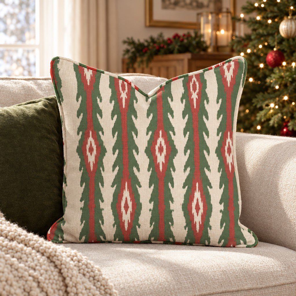 Fireside Ikat Stripe Throw Pillow throw pillow - Hillcroft Home
