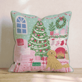 Fireside Stocking Golden Retriever Throw Pillow - Hillcroft Home