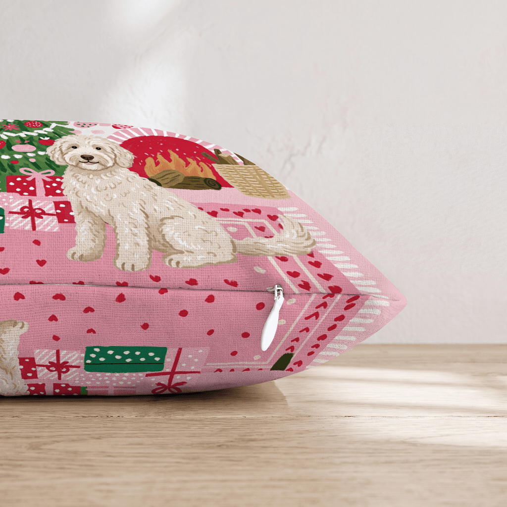 Fireside Stocking Labradoodle Throw Pillow - Hillcroft Home