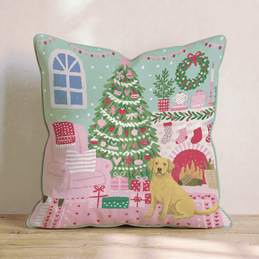 Fireside Stocking Labrador Retrieve Throw Pillow - Hillcroft Home