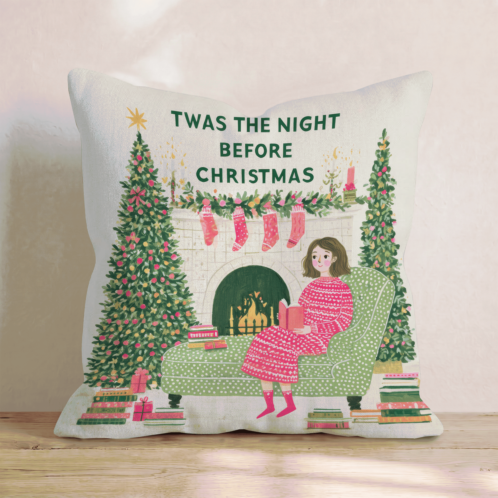 Fireside Story Night Throw Pillow - Hillcroft Home