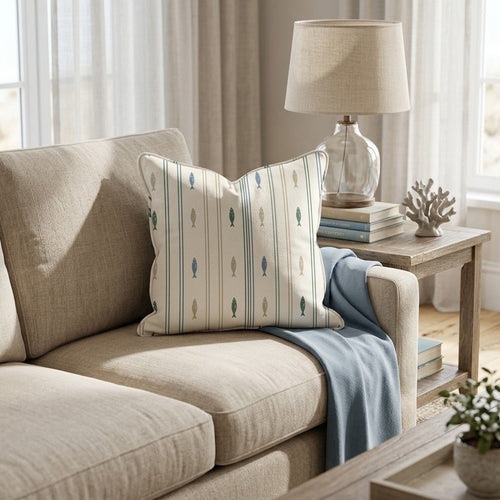 Fish Stripes Throw Pillow - Hillcroft Home