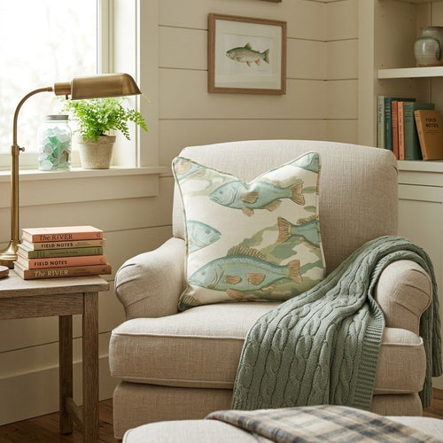 Fishing Around Throw Pillow - Hillcroft Home