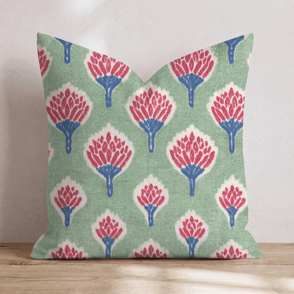 Flaming Torch Block Print Throw Pillow - Hillcroft Home