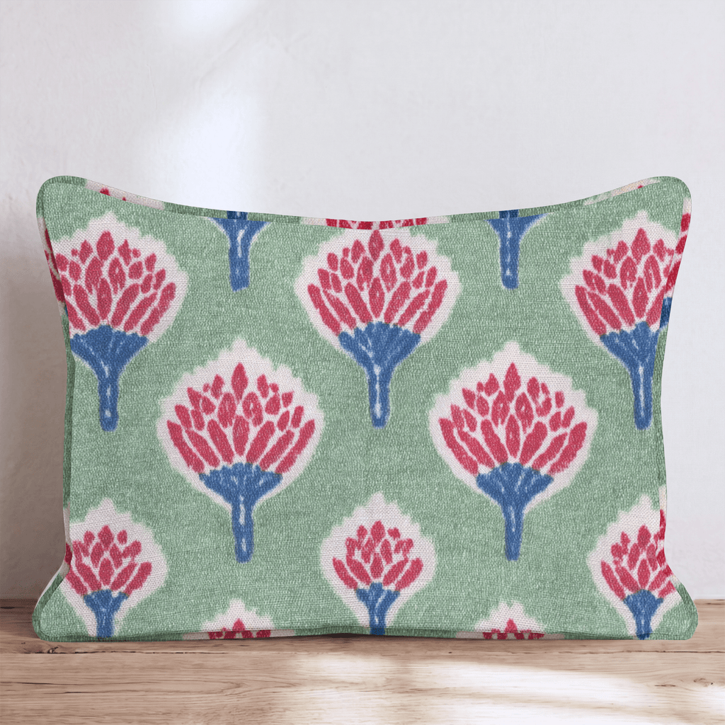 Flaming Torch Block Print Throw Pillow - Hillcroft Home