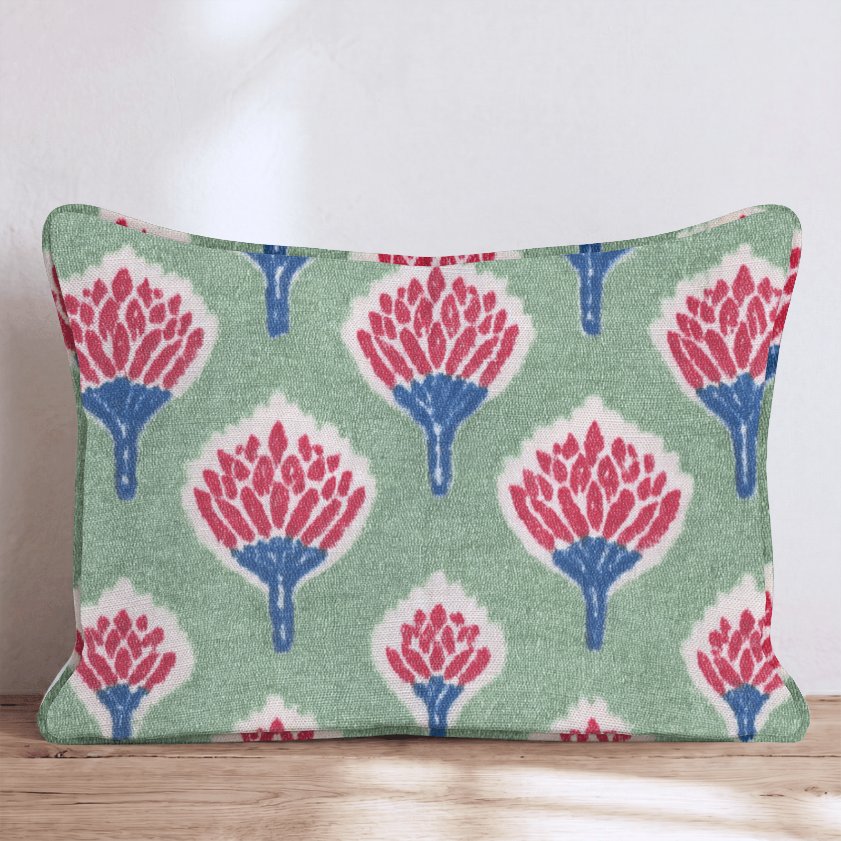 Flaming Torch Block Print Throw Pillow - Hillcroft Home