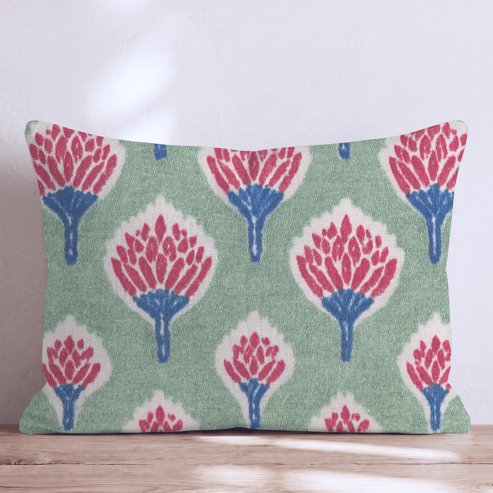 Flaming Torch Block Print Throw Pillow - Hillcroft Home