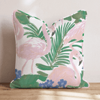 Flamingo and Fronds Throw Pillow - Hillcroft Home